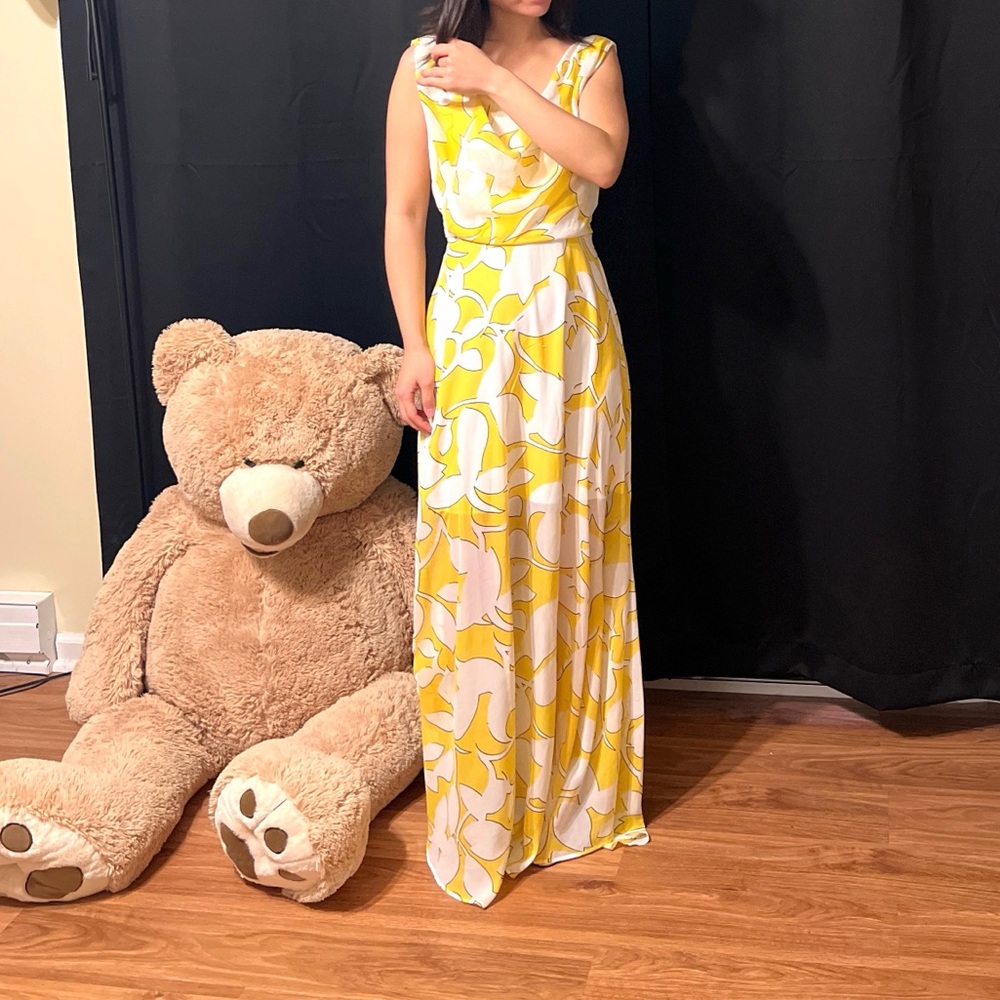 Bisou Bisou Yellow and White Maxi Dress
